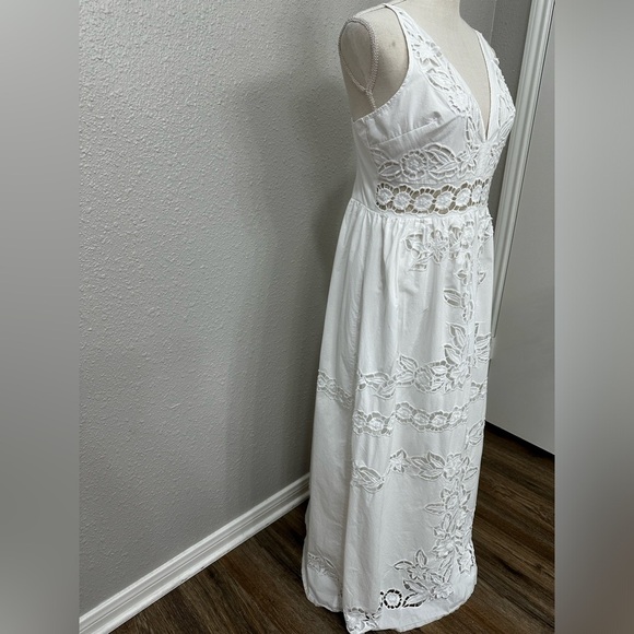 Anthropologie Vineet Bahl Sleeveless V-Neck Floral Cutwork Midi Dress Sz M - Picture 10 of 16